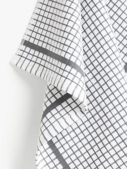 John Lewis Check Terry Cotton Tea Towel - view 2, Grey