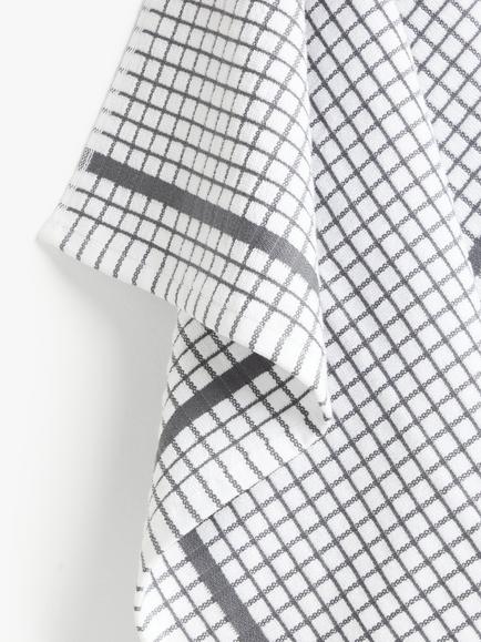 John Lewis Check Terry Cotton Tea Towel - view 2, Grey