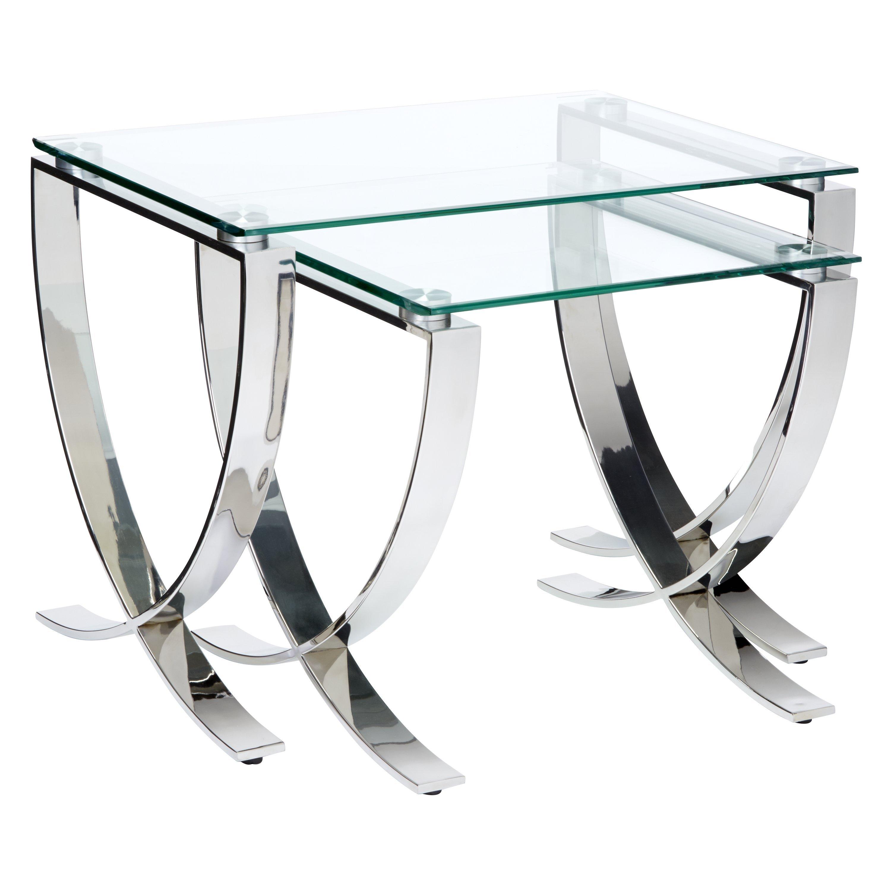 John Lewis Moritz Nest of 2 Tables, Clear/Polished Steel