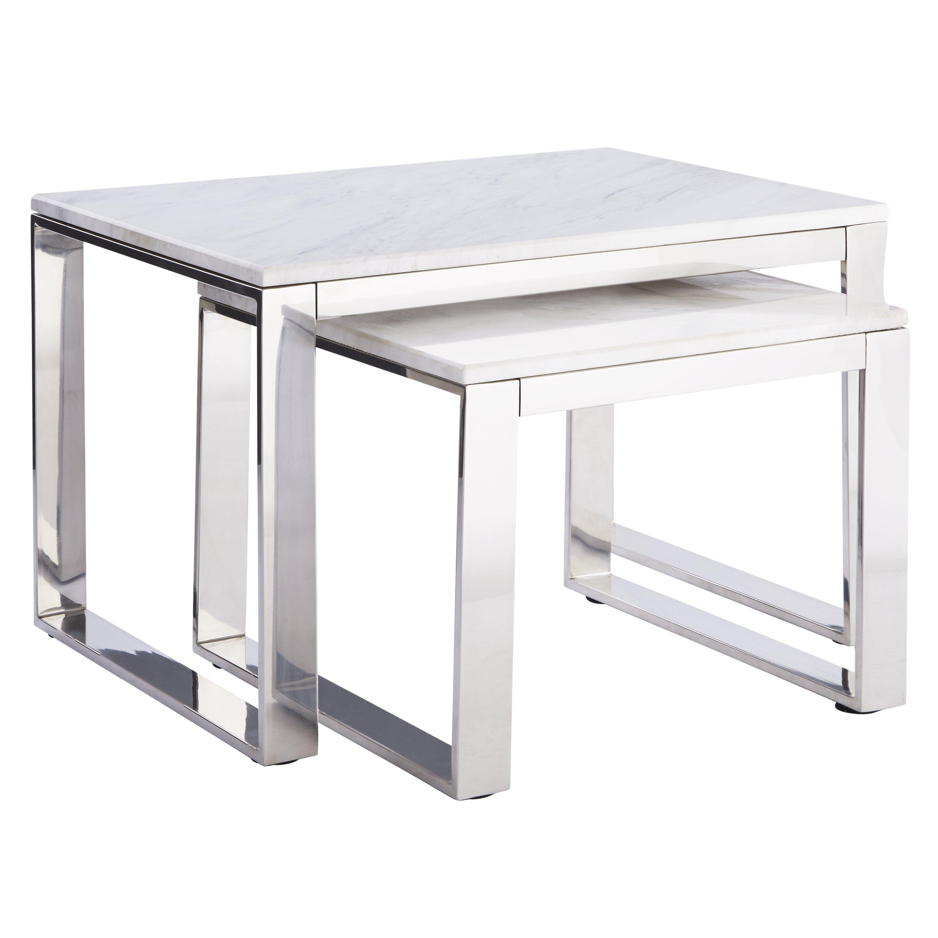 John Lewis & Partners Frost Marble Nest of 2 Tables