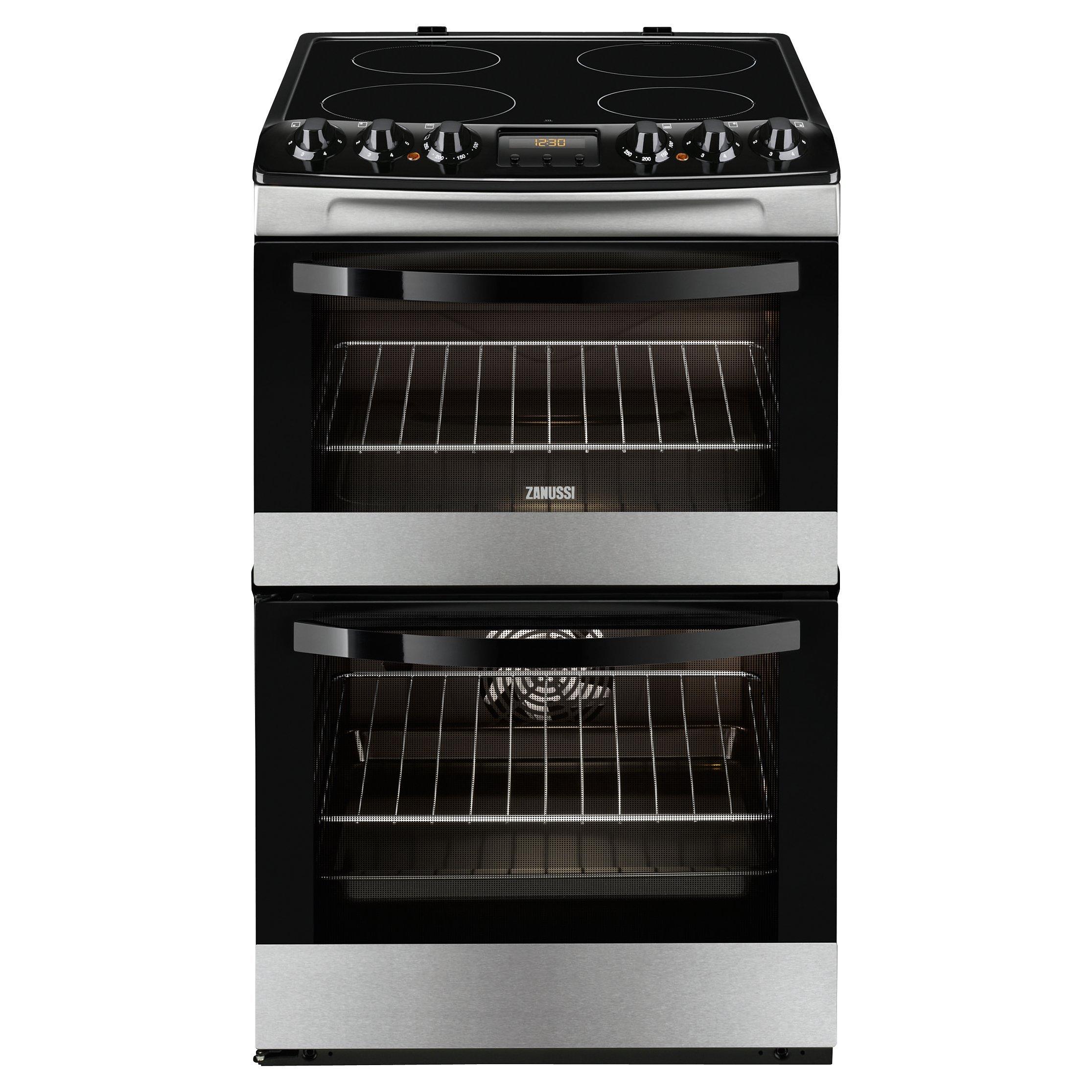 Zanussi ZCV48300XA Electric Cooker, Black/Stainless Steel
