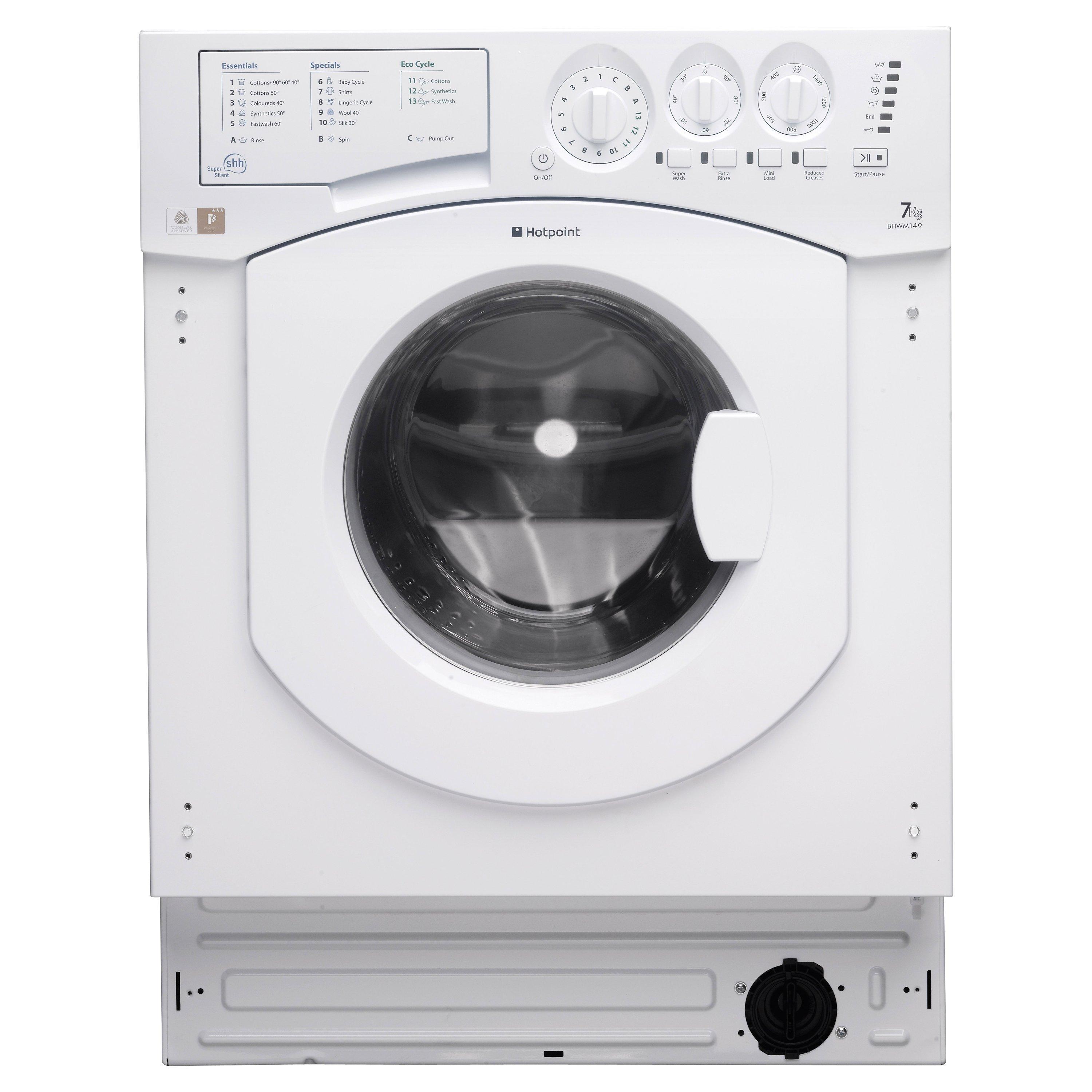 Hotpoint BHWM149/2 Integrated Washing Machine, 7kg Load, A++ Energy Rating, 1400rpm Spin
