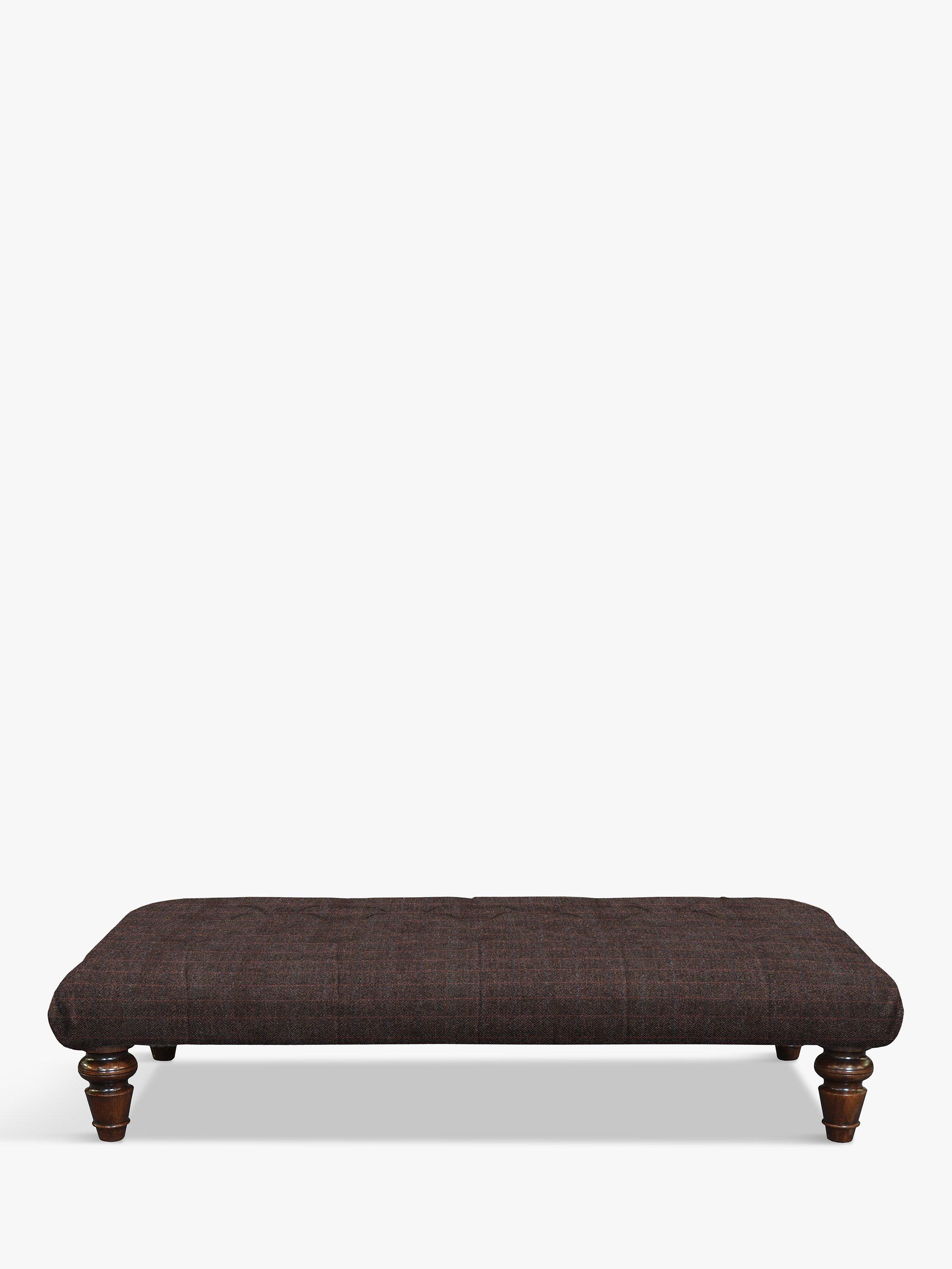 Lewis Range, Tetrad Lewis Large Buttoned Top Footstool, Harris Tweed Peat Herringbone