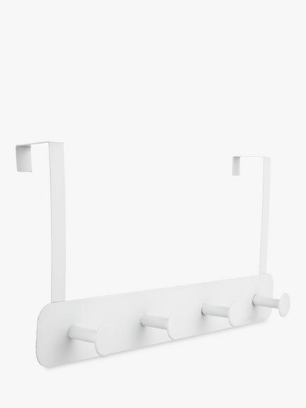 John Lewis Over The Door 4 Hook Hanging Rack, White
