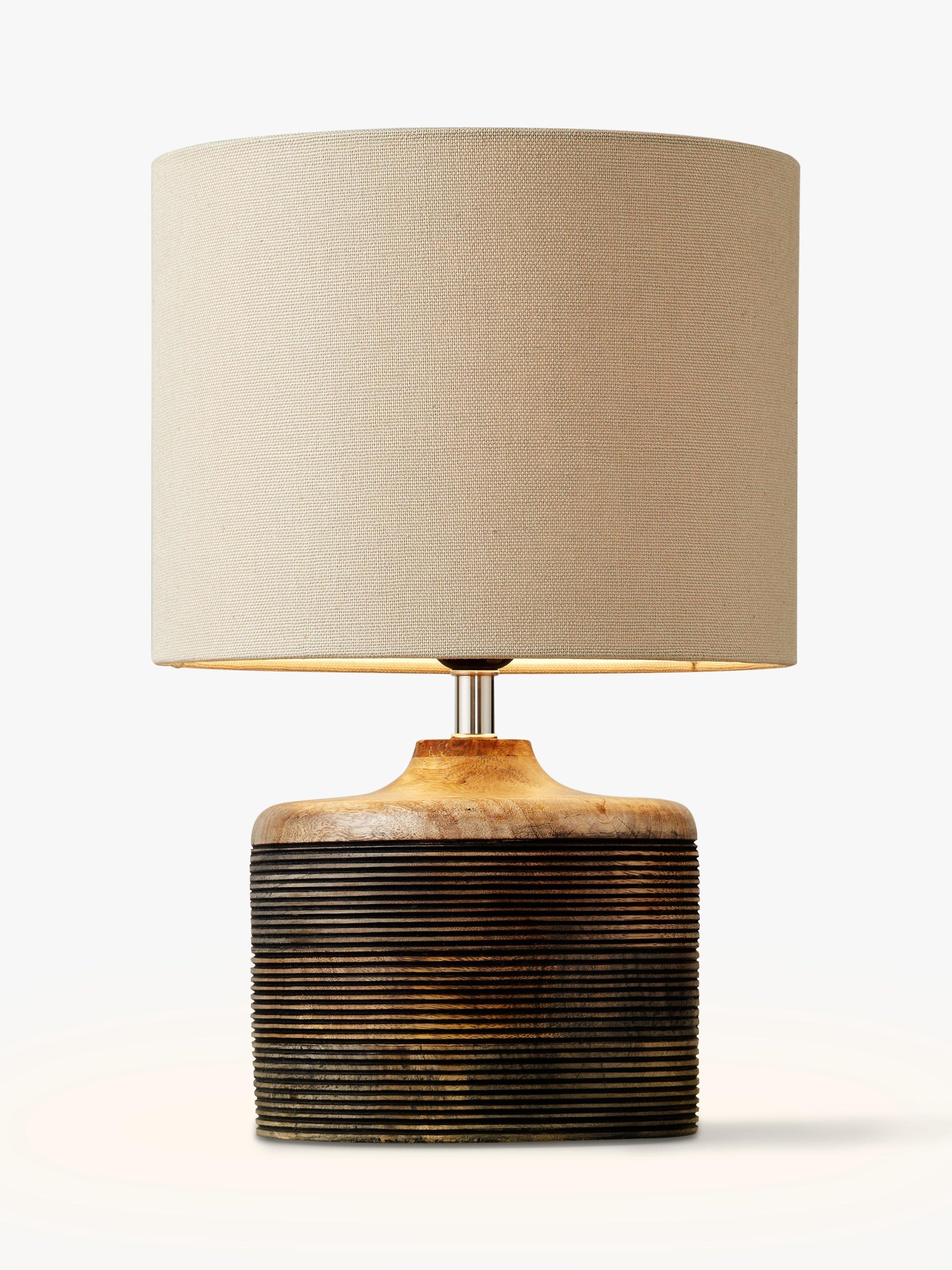 John Lewis Ira Ribbed Wooden Table Lamp, Brown