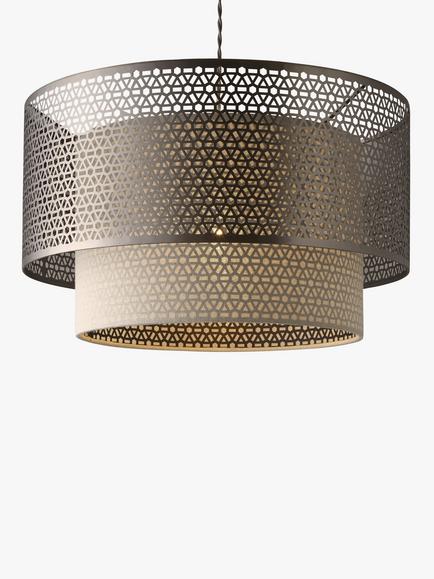 John Lewis Meena Fretwork Steel Ceiling Light, Silver/Natural