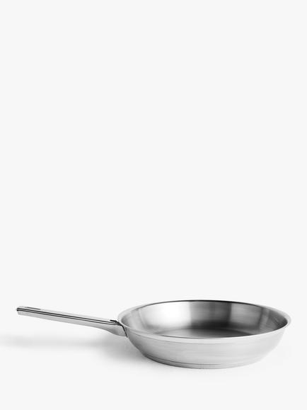 John Lewis Classic Uncoated Stainless Steel Frying Pan, Silver
