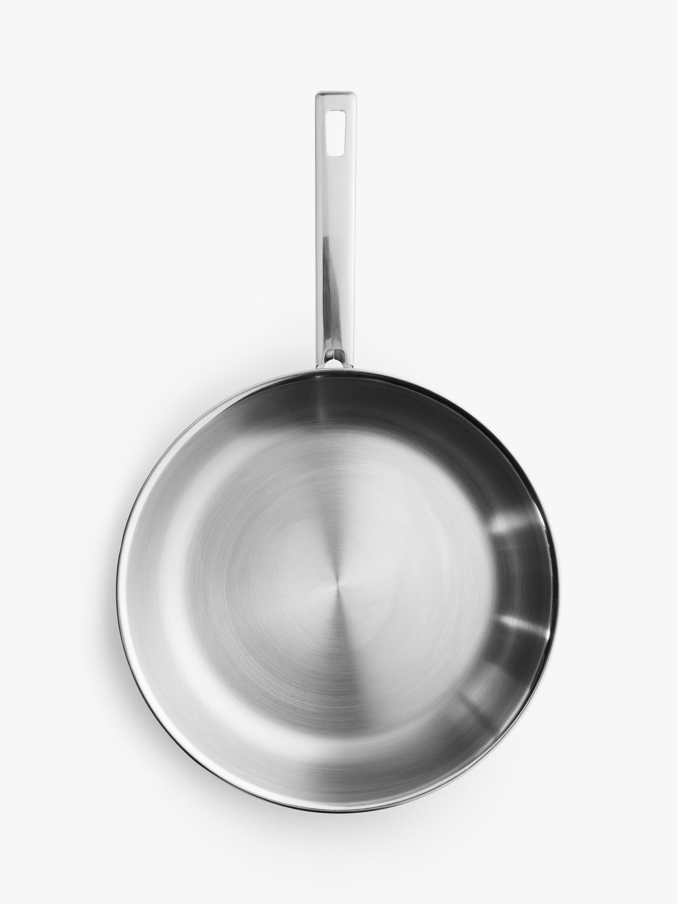 John Lewis Classic Uncoated Stainless Steel Frying Pan, 28cm