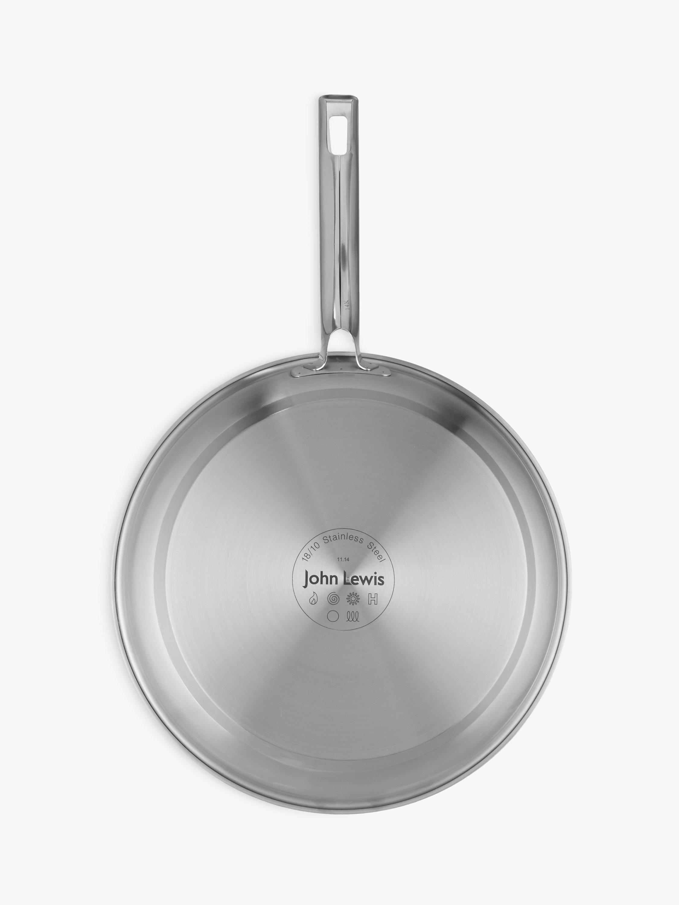 John Lewis Classic Uncoated Stainless Steel Frying Pan, 28cm