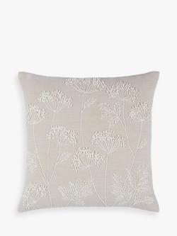 John Lewis Cow Parsley Cushion, Putty
