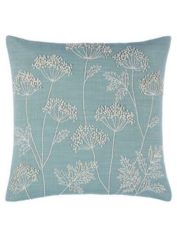 John Lewis Cow Parsley Cushion, Duck Egg