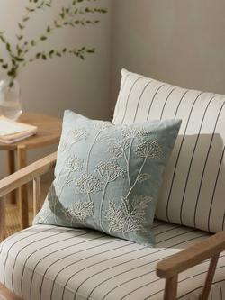 John Lewis Cow Parsley Cushion - view 2, Duck Egg