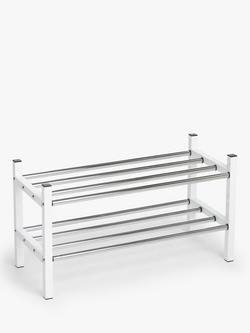John Lewis 2 Tier Extendable Chrome Shoe Rack, Silver