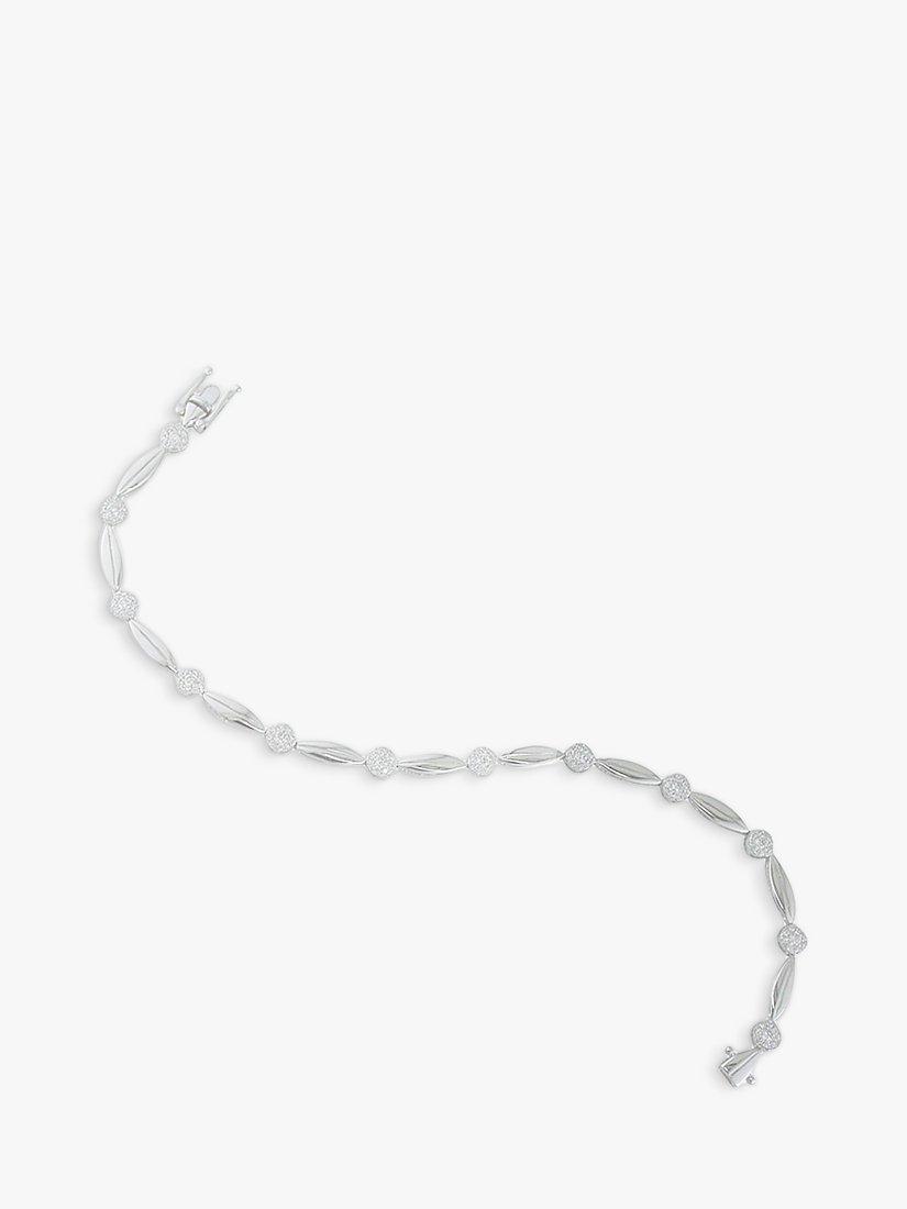 Product image 1 of 2, which shows E.W Adams 18ct White Gold Diamond Cluster Bracelet, White Gold