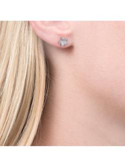 E.W Adams 18ct White Gold Diamond Flower Stud Earrings, White Gold - view 2, White Gold