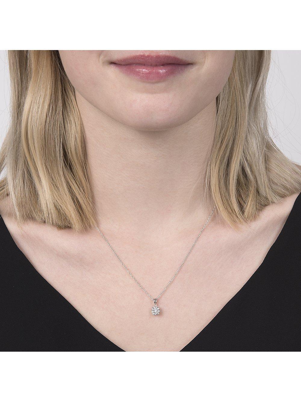 Product image 2 of 3, which shows E.W Adams 18ct White Gold Diamond Illusion Pendant Necklace, White Gold