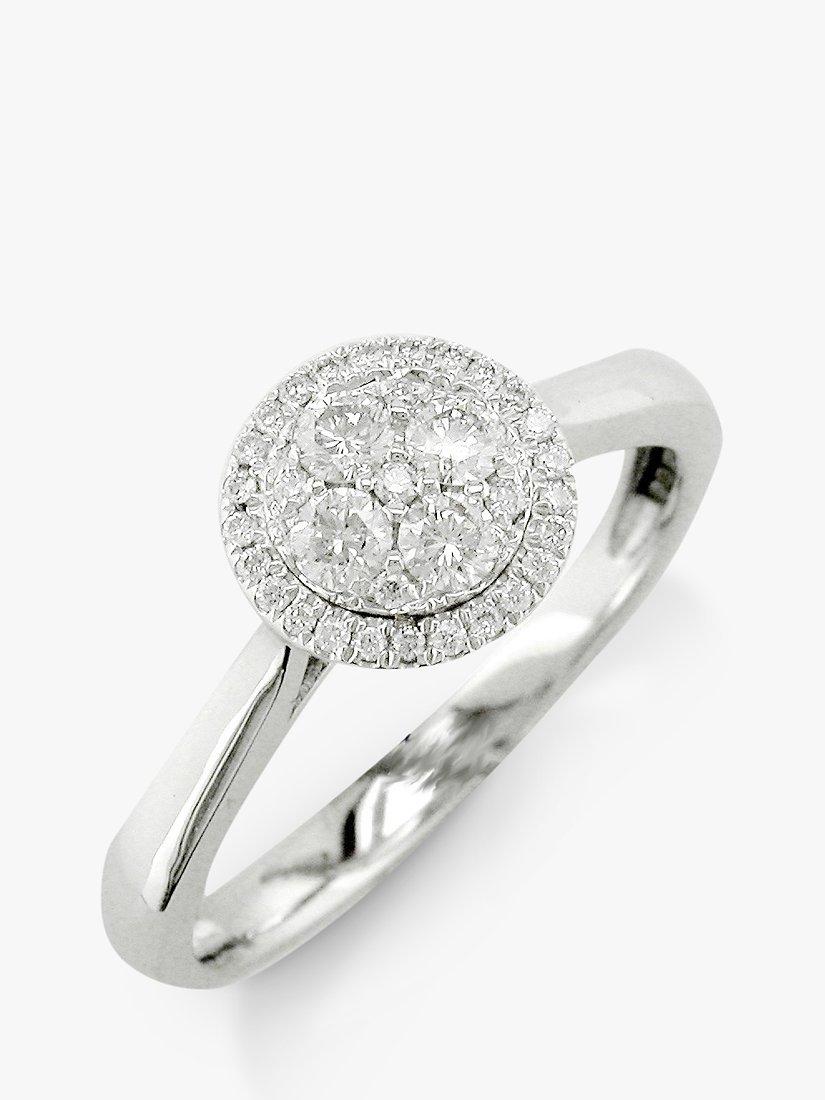 E.W Adams 18ct White Gold Diamond Cluster Engagement Ring White Gold
