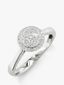E.W Adams 18ct White Gold Diamond Cluster Engagement Ring, White Gold, White Gold