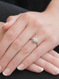 E.W Adams 18ct White Gold Diamond Cluster Engagement Ring, White Gold - view 2, White Gold