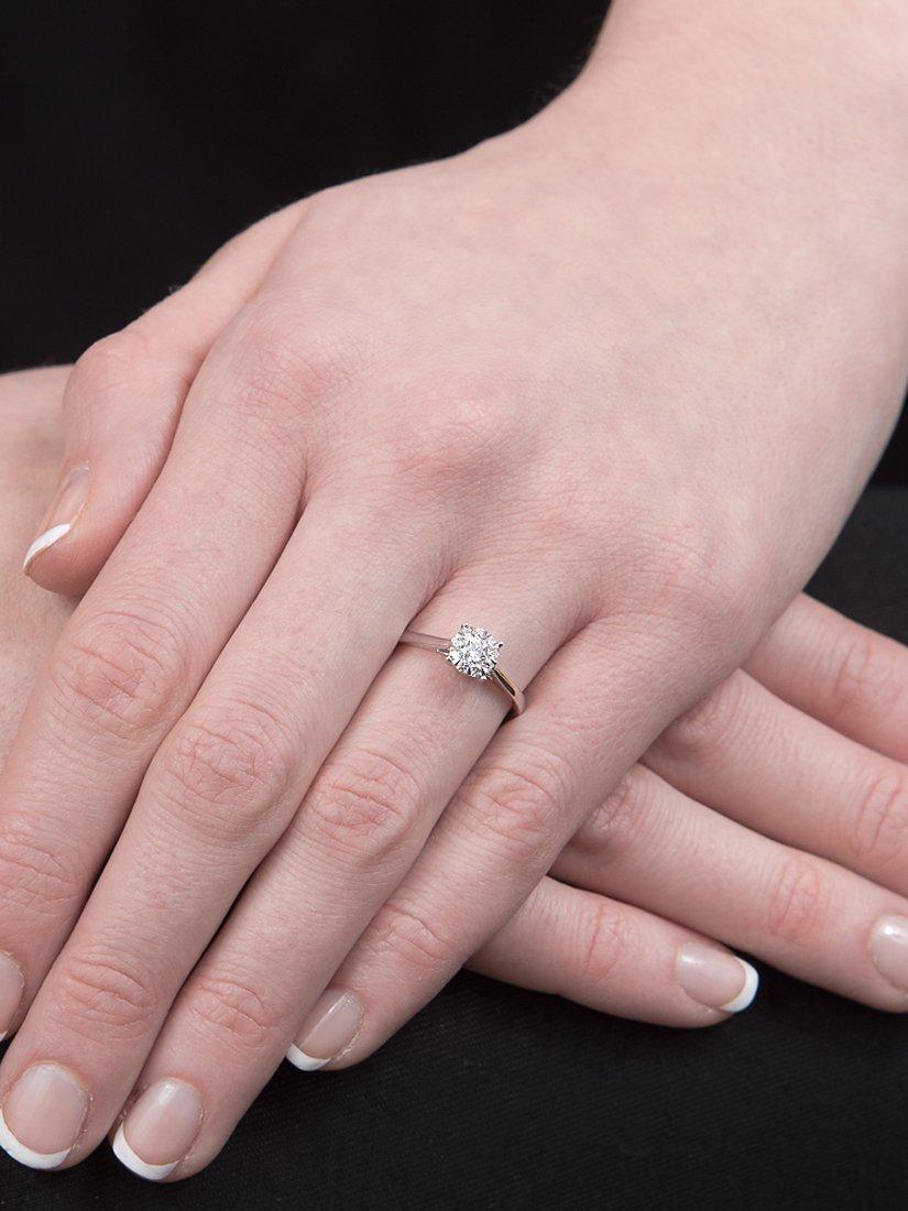 E.W Adams 18ct White Gold Diamond Illusion Set Claw 32 Ring, White Gold