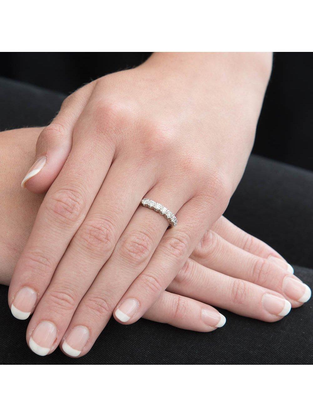 Product image 2 of 3, which shows E.W Adams 18ct White Gold Diamond Half Eternity Ring, White Gold