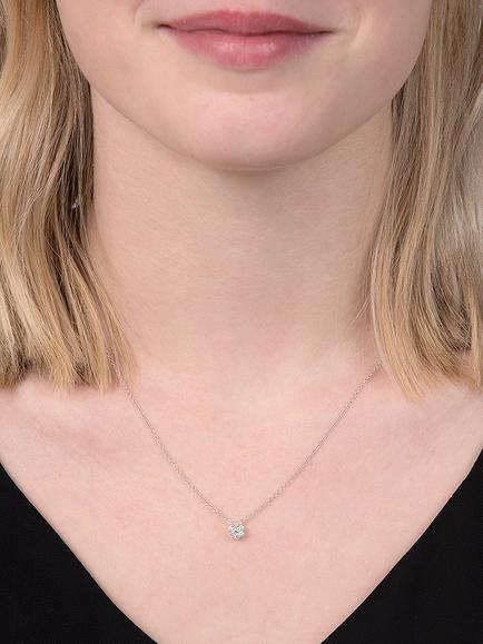 E.W Adams 18ct White Gold Diamond Cluster Pendant, White Gold, White Gold