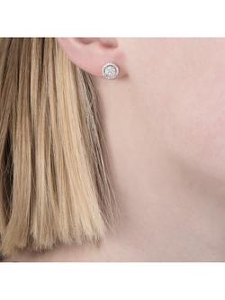 E.W Adams 18ct White Gold Diamond Cluster Earrings - view 2, White Gold