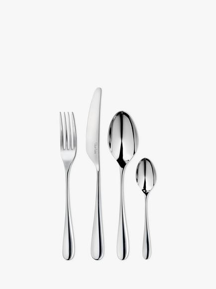 Robert Welch Arden Bright Stainless Steel Cutlery Set, 24 Piece/6 Place Settings, Silver