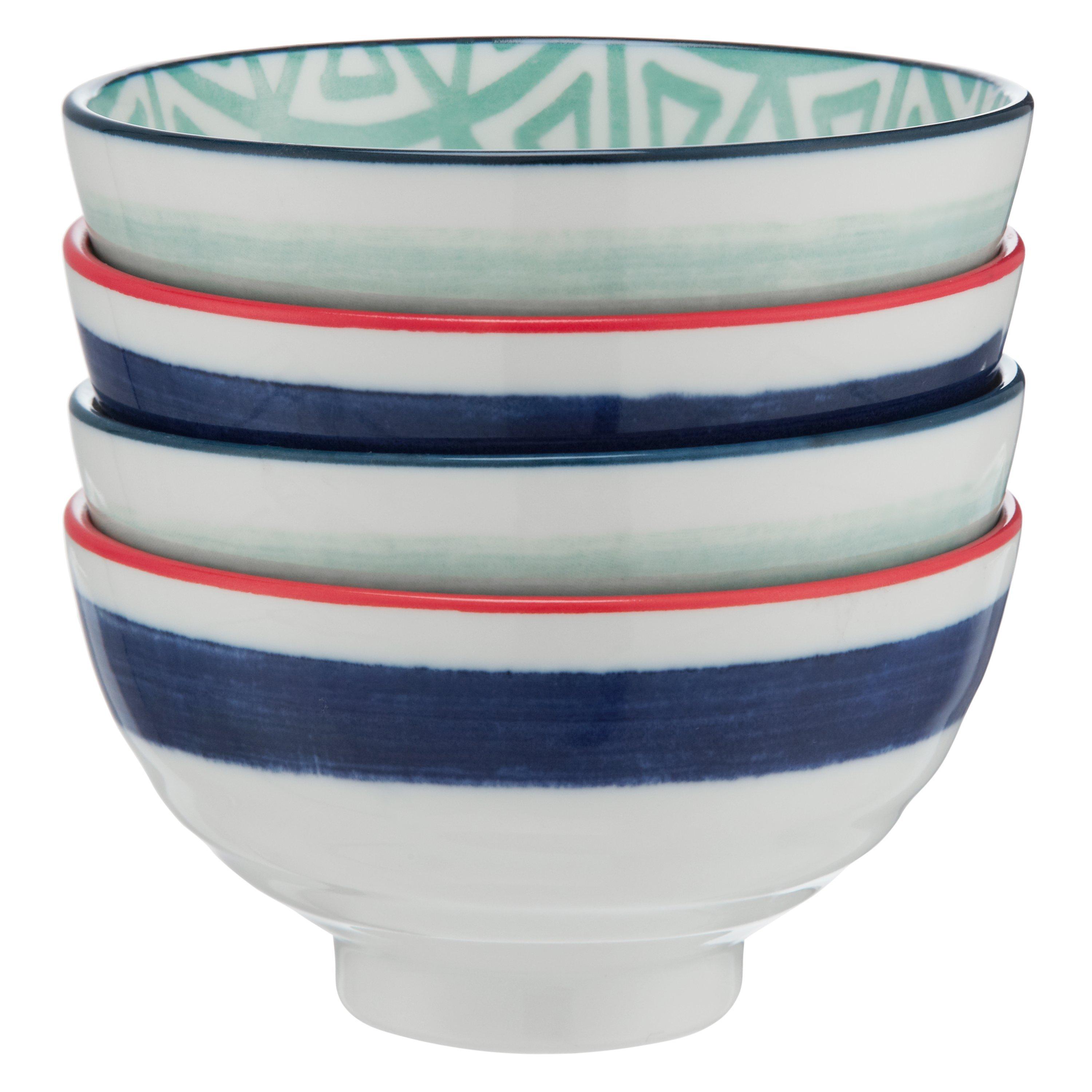 John Lewis Oriental Bowls, Blue/Red, Small, Set of 4