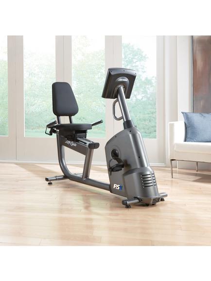 Life Fitness RS1 Lifecycle Recumbent Exercise Bike, Go Console - view 2, Titanium Storm