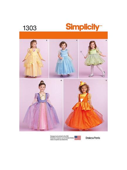 Simplicity Children's Dressing-Up Costumes Sewing Patterns, 1303, 