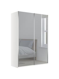 John Lewis Elstra 150cm Wardrobe with Mirrored Sliding Doors, Mirror/White