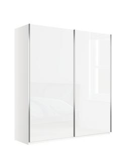 John Lewis Elstra 200cm Wardrobe with Glass Sliding Doors, White Glass/White