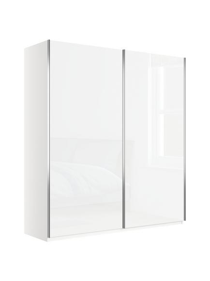 John Lewis Elstra 200cm Wardrobe with Glass Sliding Doors, White Glass/White