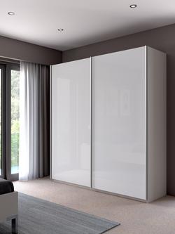 John Lewis Elstra 200cm Wardrobe with Glass Sliding Doors - view 2, White Glass/White