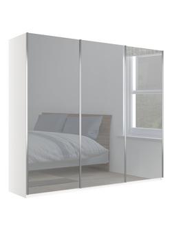John Lewis Elstra 250cm Wardrobe with Mirrored Sliding Doors, Mirror/White