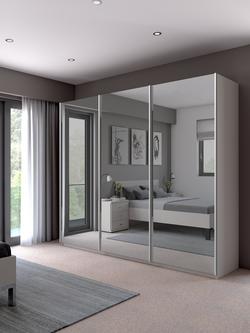 John Lewis Elstra 250cm Wardrobe with Mirrored Sliding Doors - view 2, Mirror/White