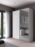 John Lewis Elstra 150cm Wardrobe with White Glass and Mirrored Sliding Doors