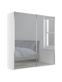 John Lewis Elstra 200cm Wardrobe with Mirrored Sliding Doors, Mirror/White