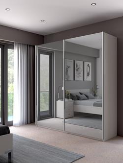 John Lewis Elstra 200cm Wardrobe with Mirrored Sliding Doors - view 2, Mirror/White