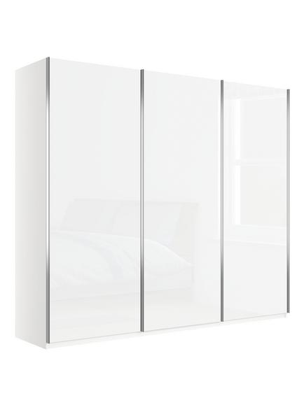 John Lewis Elstra 250cm Wardrobe with White Glass Sliding Doors, White Glass/White