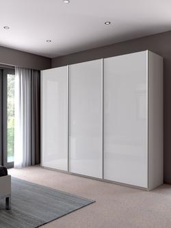 John Lewis Elstra 250cm Wardrobe with White Glass Sliding Doors - view 2, White Glass/White
