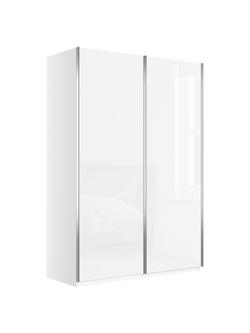 John Lewis Elstra 150cm Wardrobe with White Glass Sliding Doors, White Glass/White