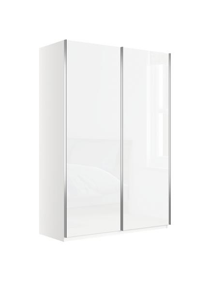 John Lewis Elstra 150cm Wardrobe with White Glass Sliding Doors, White Glass/White