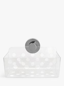BlissHome Lock N Roll Rectangular Bathroom Suction Basket, Silver