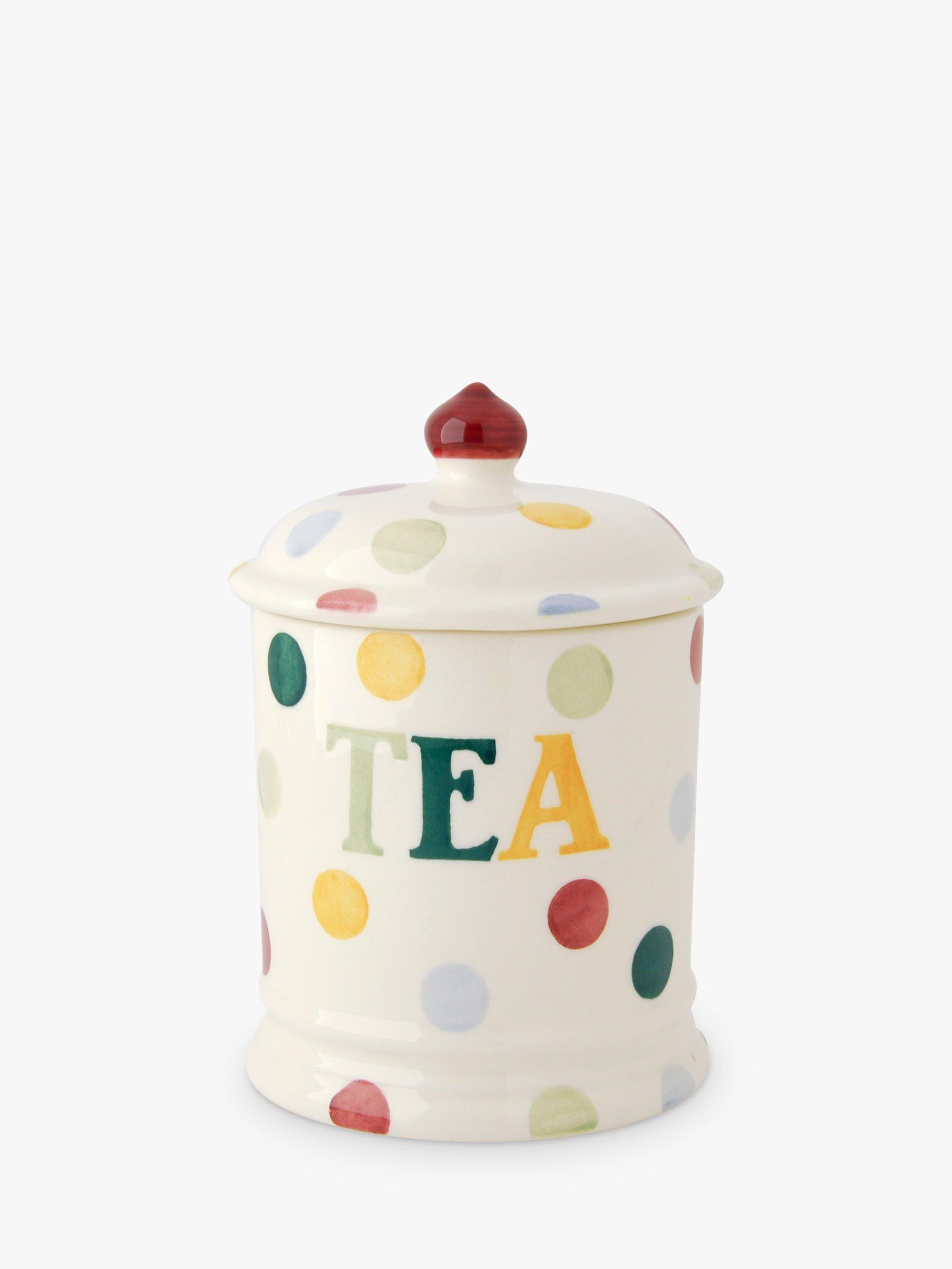 Emma Bridgewater Polka Dot Text Tea Storage Jar