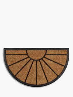 John Lewis Sunburst Rubber and Coir Door Mat Rug, Black/Natural