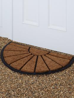 John Lewis Sunburst Rubber and Coir Door Mat Rug - view 2, Black/Natural
