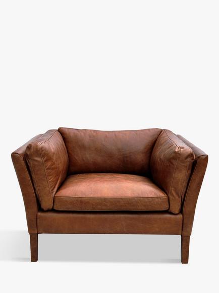 Halo Groucho Leather Armchair, Antique Whisky