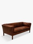 Halo Groucho Medium 2 Seater Leather Sofa, Dark Leg, Antique Whisky